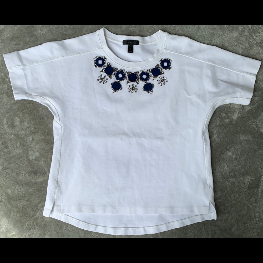 White J. Crew Bejeweled Top